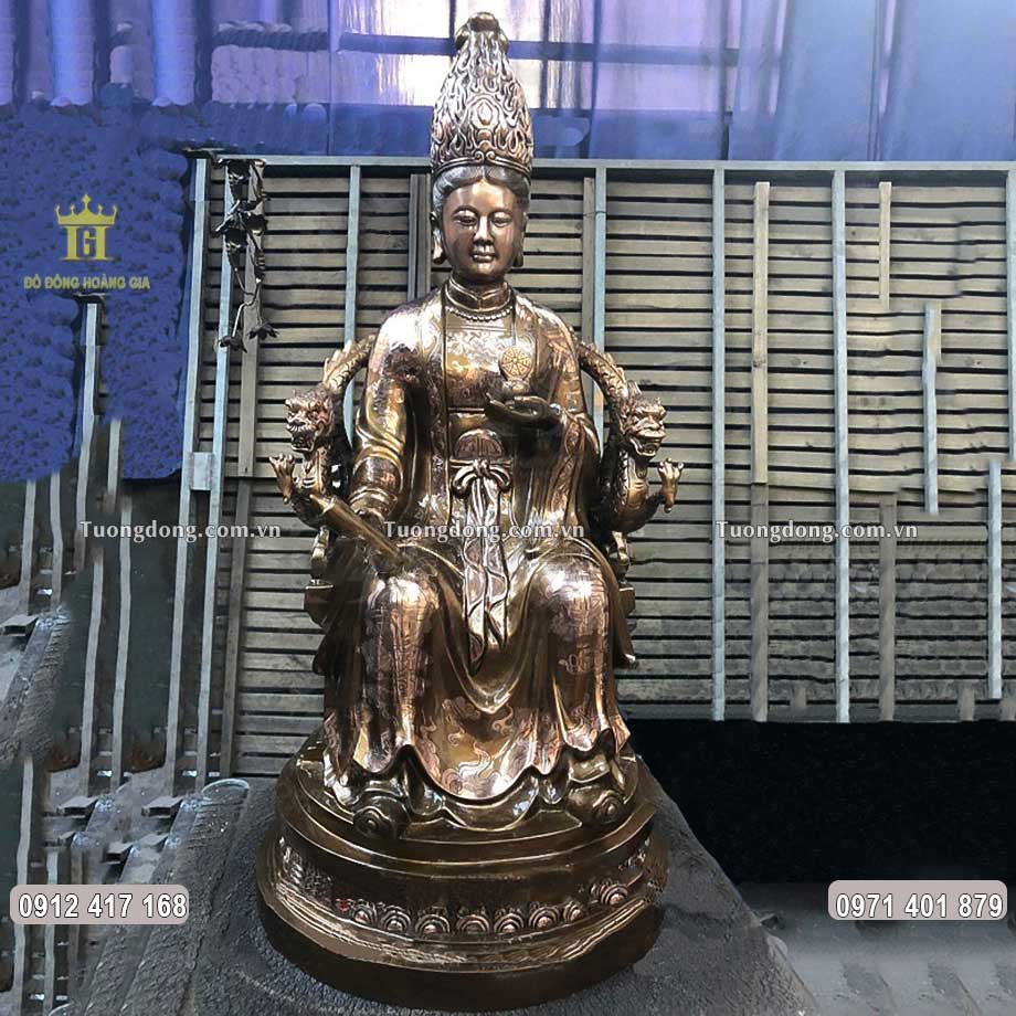 Tượng Mẫu Cửu Trùng Thiên Bằng Đồng Đỏ Cao 81Cm